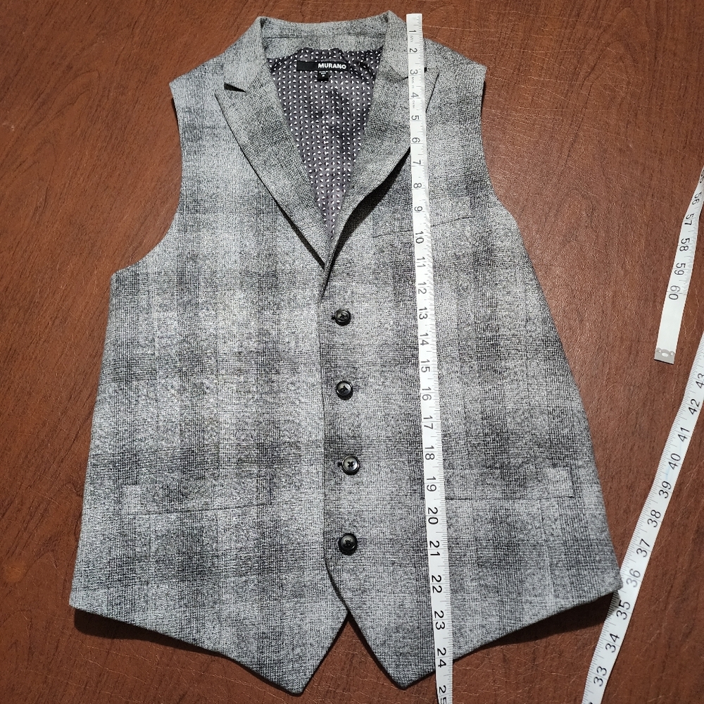 Murano Black and Gray Checkered Men's Vest and Pants Set - Picture 10 of 16